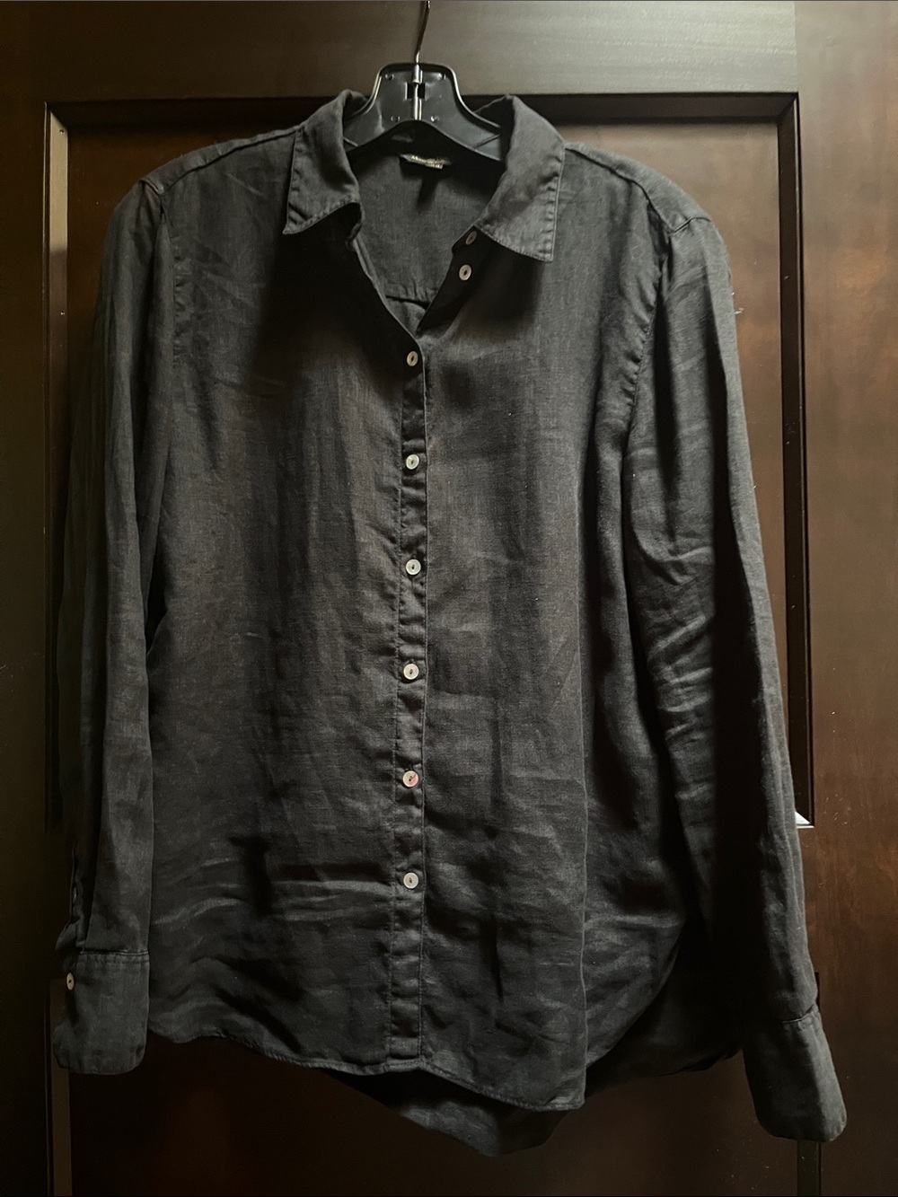 Massimo Dutti Black Long-Sleeve Button-Down Shirt